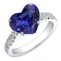 Anello da donna in oro bianco 18 kt con zaffiro blu taglio cuore e diamanti naturali – 2.50 g – Idee Preziose dal 1987 - IP.AK18B/3Z